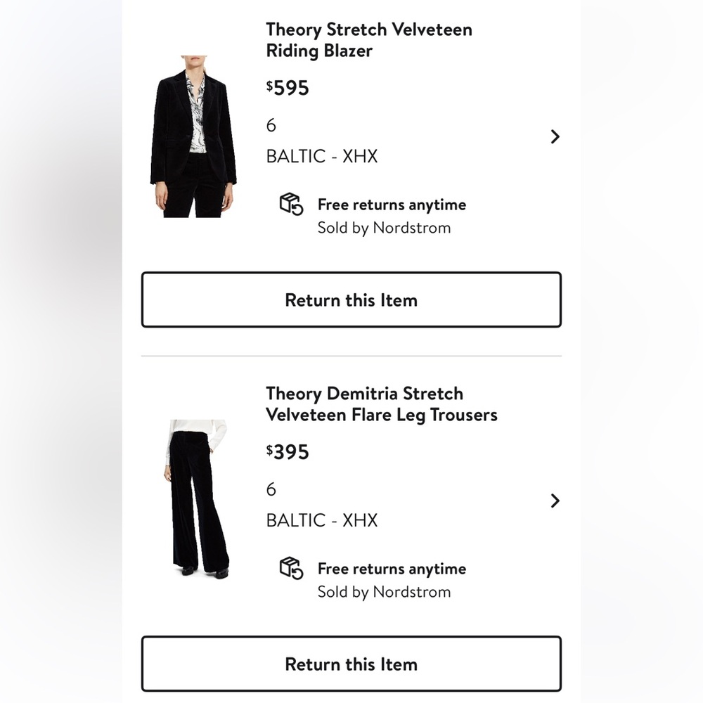 Theory Elegant Velvet Blazer and Pants Set, Size 6 - Picture 16 of 17